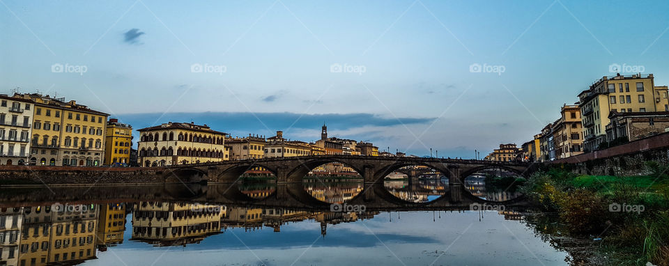 Bridge reflection in Florence, Italy