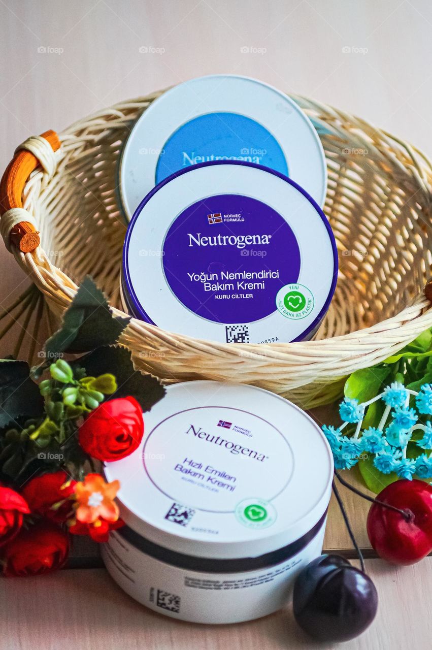 Beautiful basket and cream Neutrogena