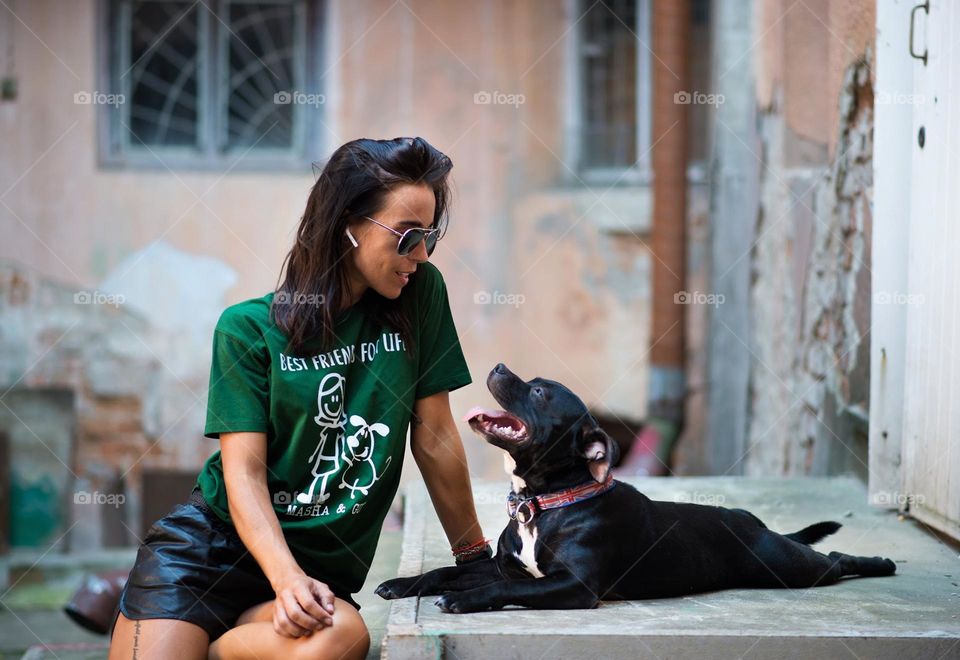 people walking dogs on the street, walking on the street, pet and his owner, best friends