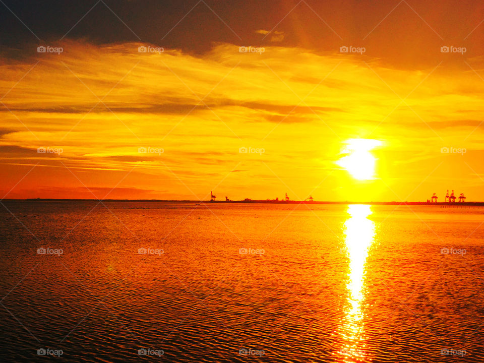 Sun reflecting in the sea at sunset