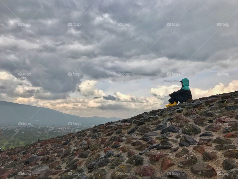 Climbing to the highest point of the pyramid of the sun was so amazing. All those stairs we climbed was worth it. Even in the rain. Phot taken in Mexico City. 