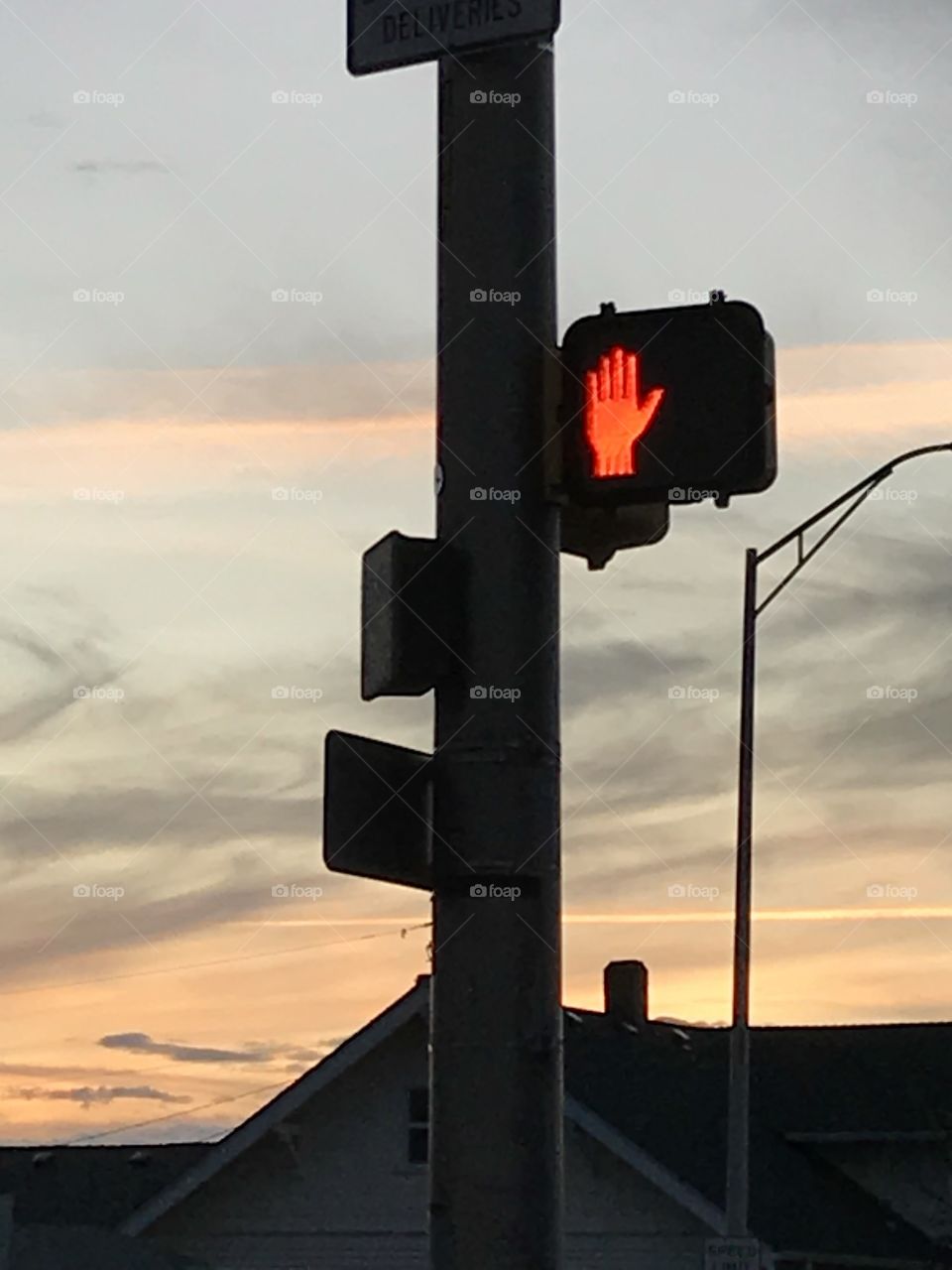 Stop sign for walking at Twilight