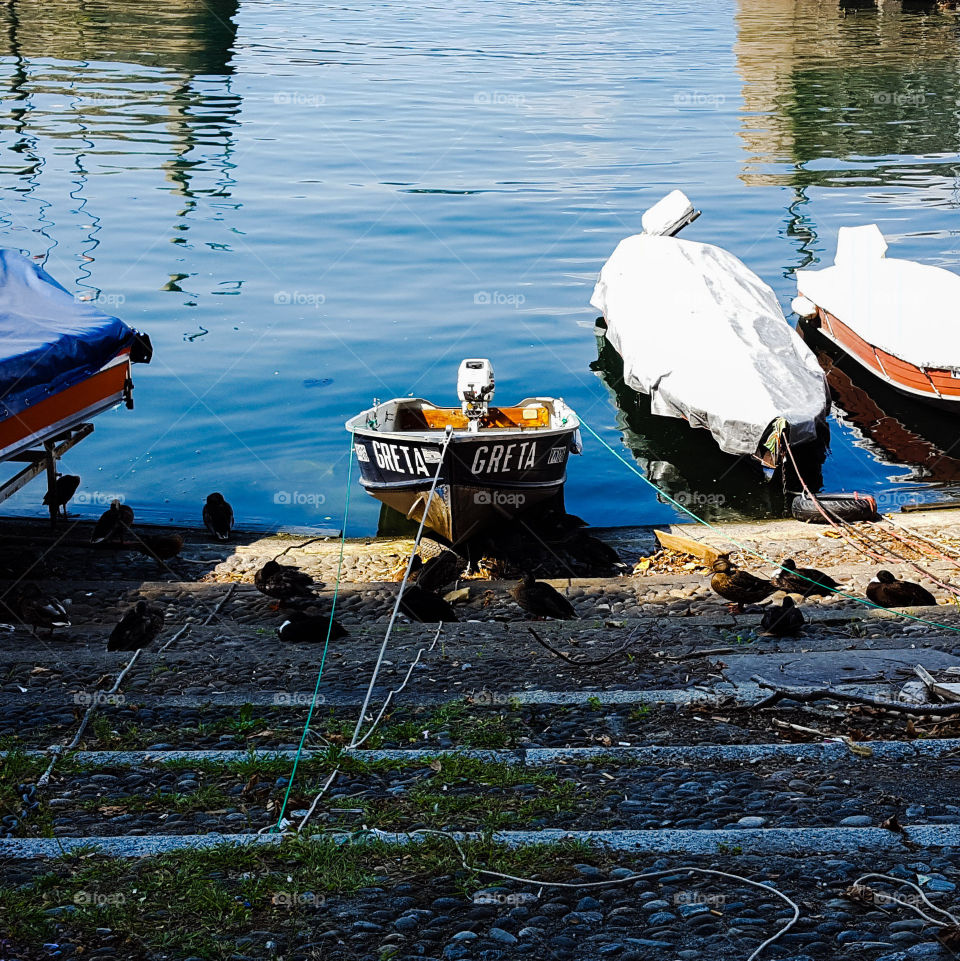 Boat in Laveno Mombello in Italy