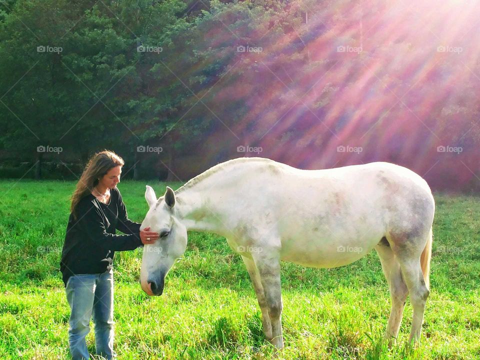 Woman and horse, beautiful friendship