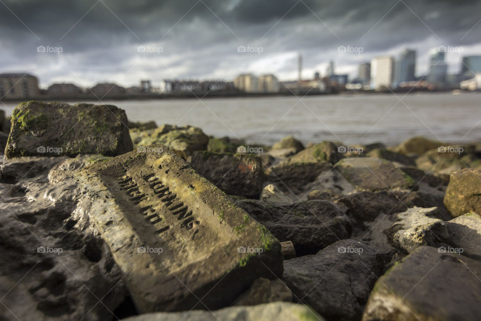 Close-up of brick near the river