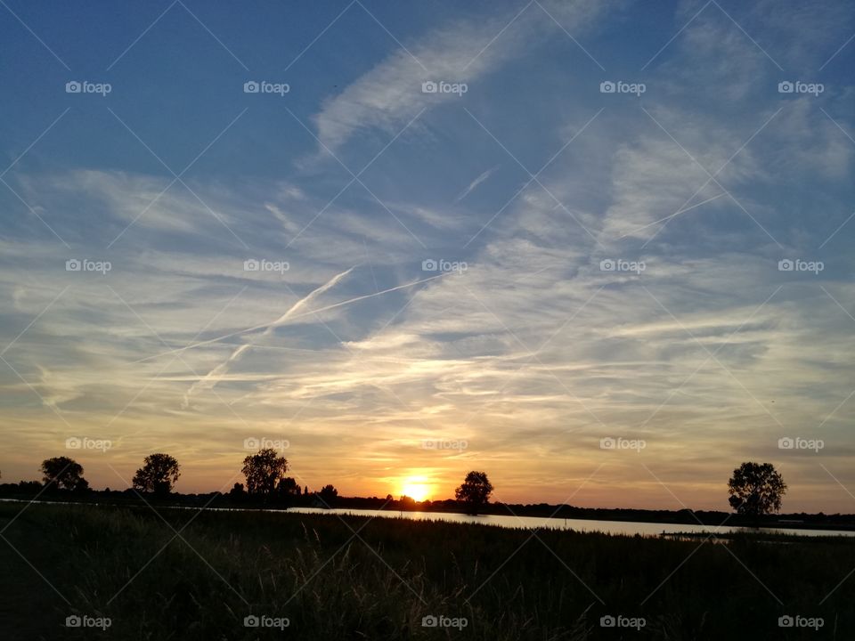 Landscape, Sunset, Farm, Agriculture, Sky