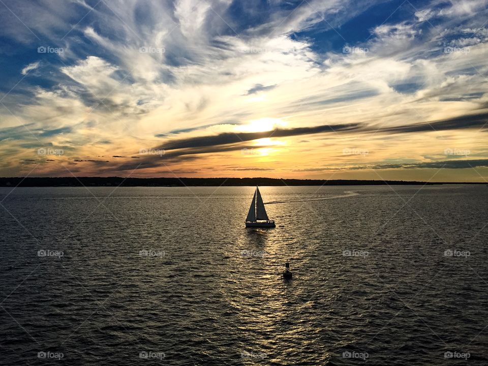 Boat caught in the sunset