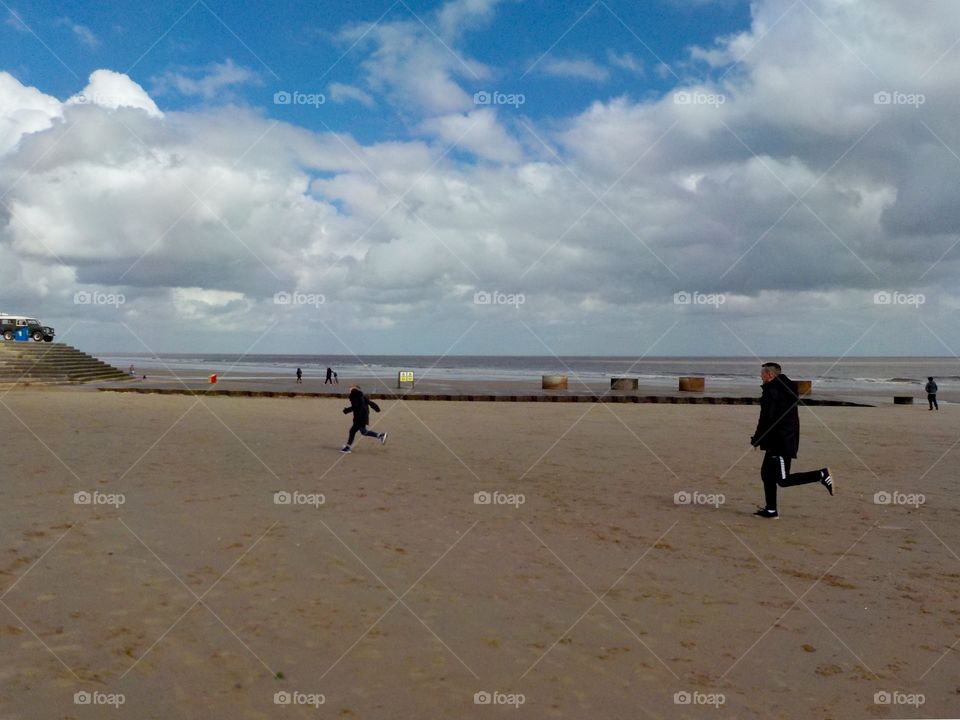 April beach in Mablethorpe Uk 