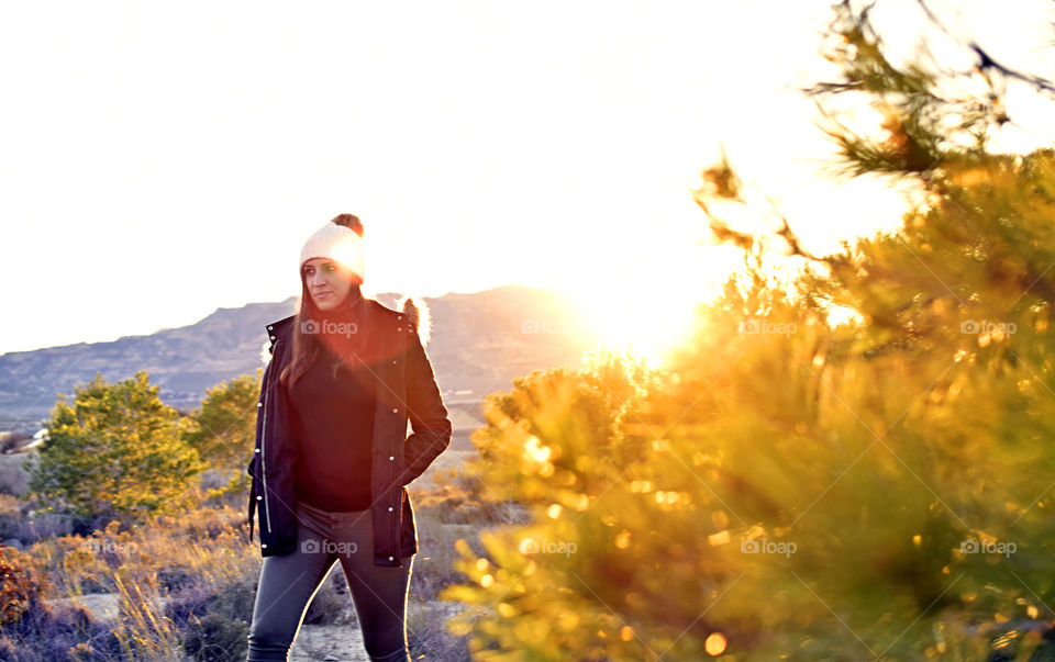 Woman, women at the mountain  walking through the countryside in Spain, 2019.