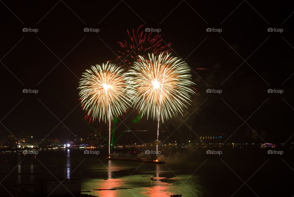 Fireworks exploding in sky at night