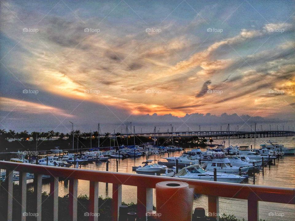beautiful sunset over the marina