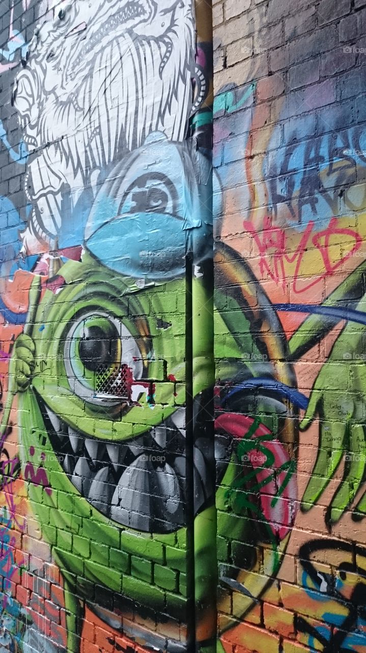 Graffiti. Streetart in Melbourne Monsters inc