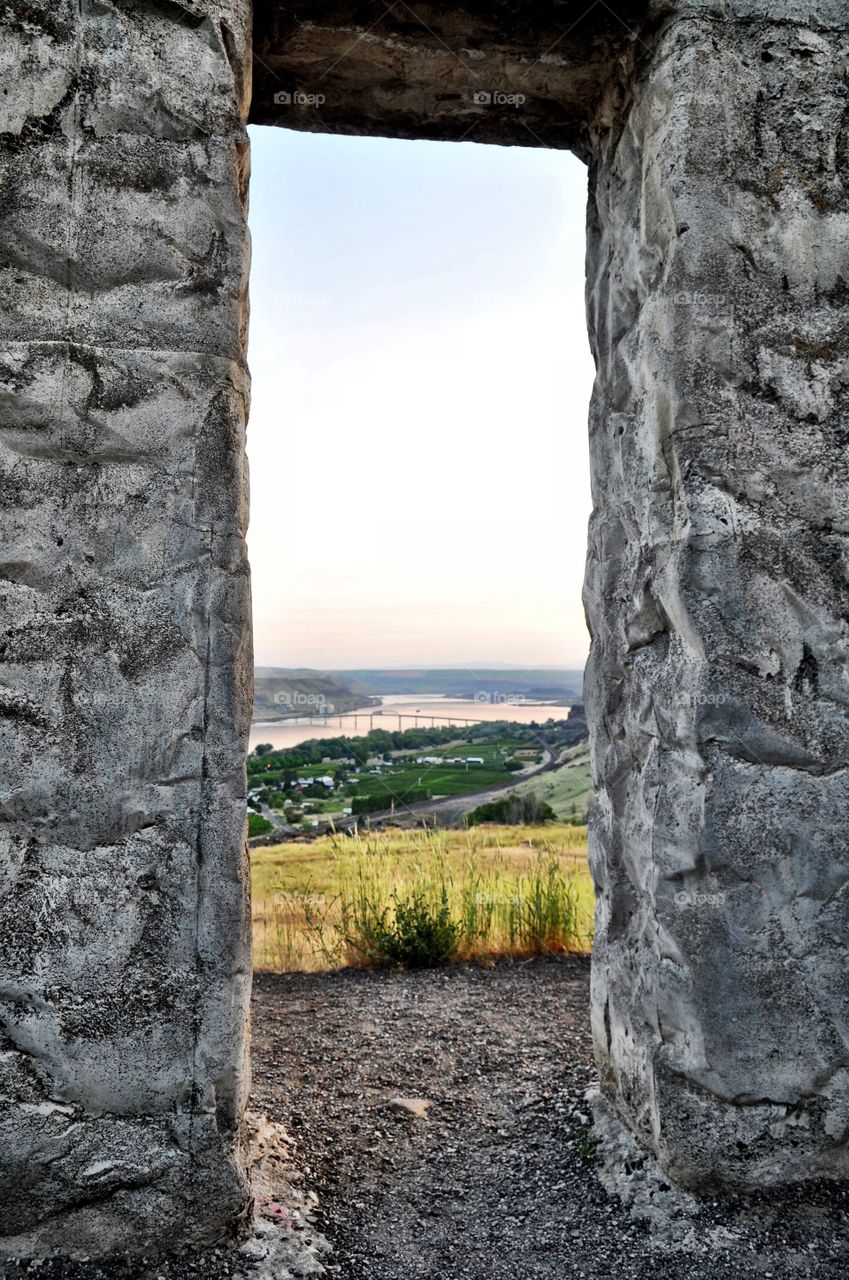 Through the stones. Photo taken at Stonehenge memorial in Washington 