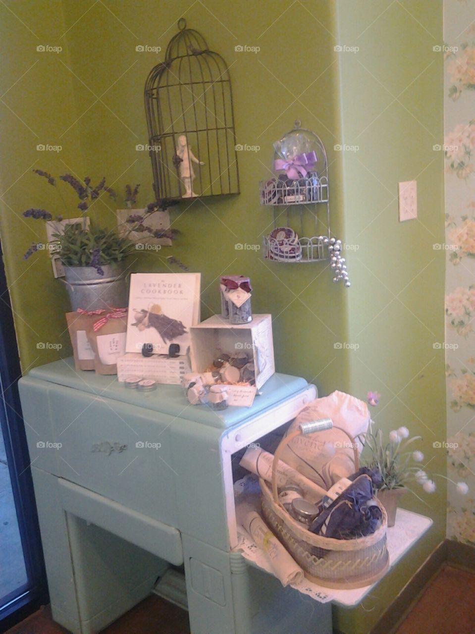 Lavender Candy Display. Gifts and Book. Shabby Chic Style