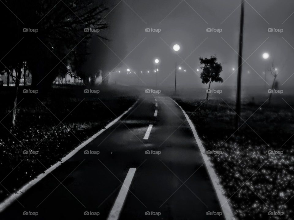 dark foggy promenade