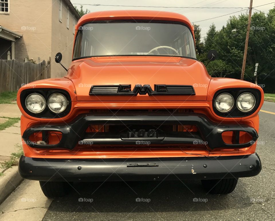 Front View Orange Truck