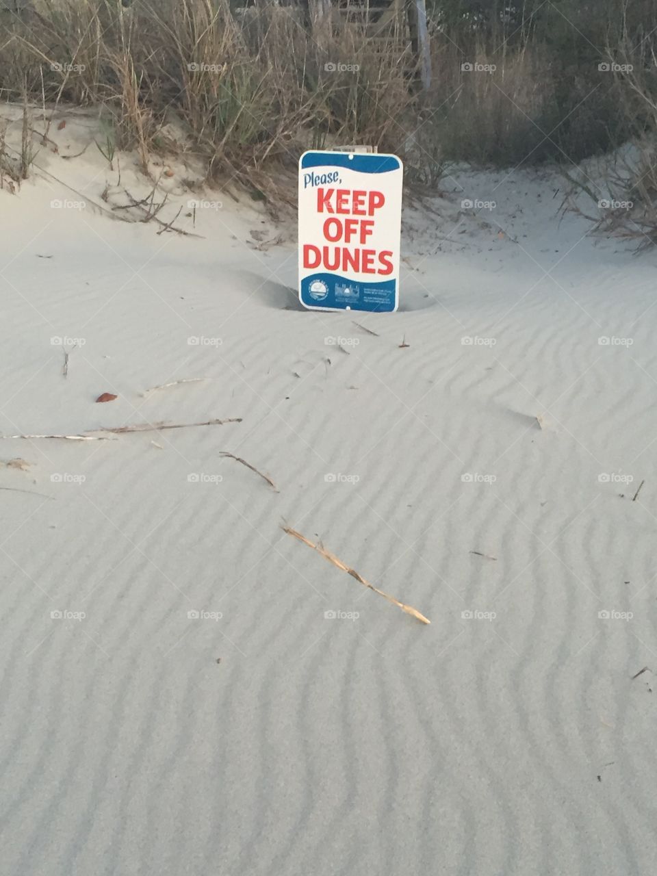 Sign warning tourists to keep off sand dunes in South Carolina 
