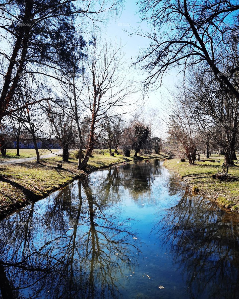 Lonely winter day. February day along the river