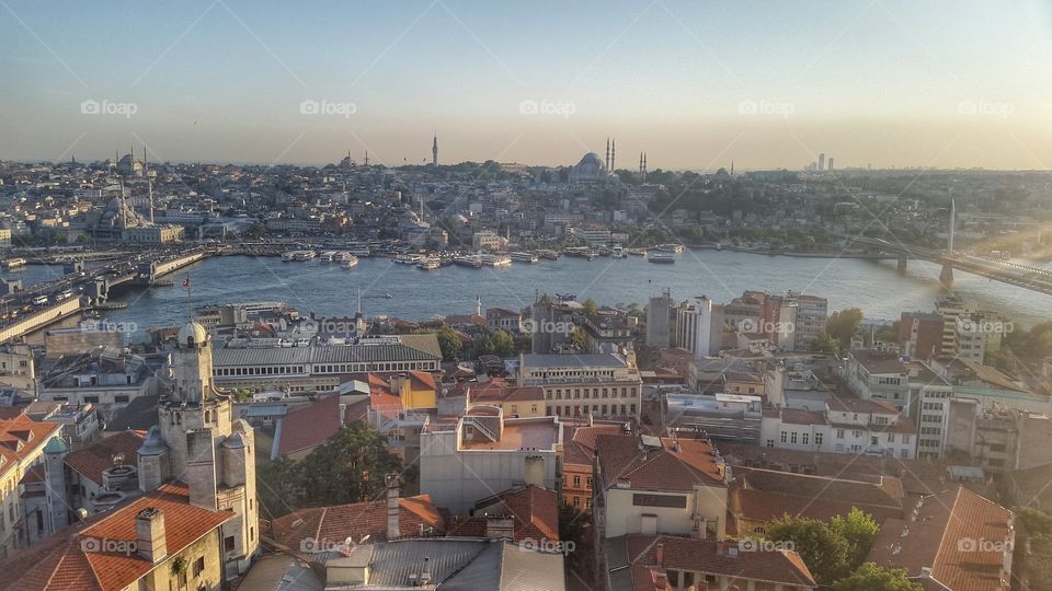 istanbul at susnet. top view of istanbul at sunset