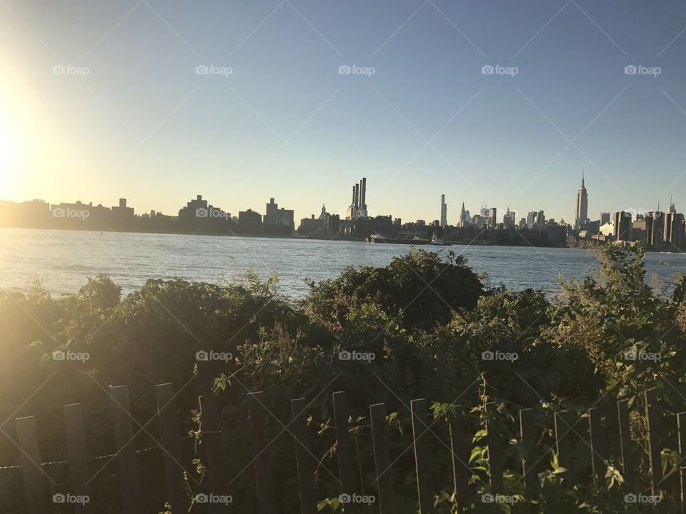 View from East River Park in Williamsburg, Brooklyn. 
