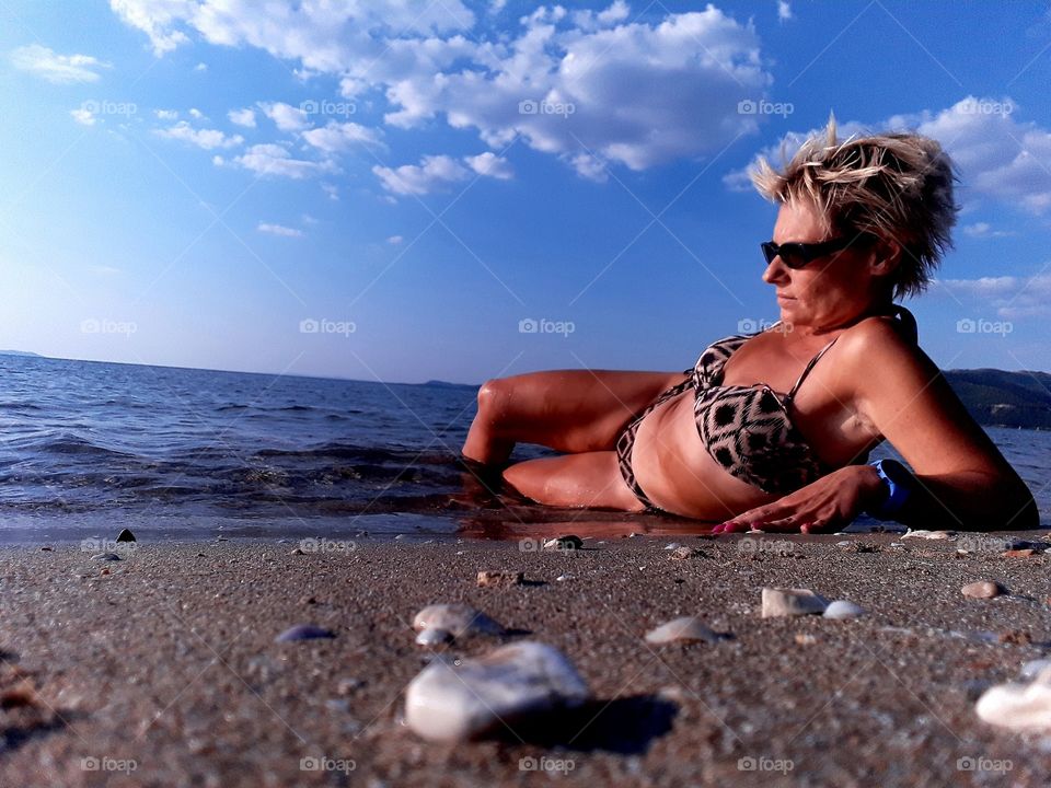 Blue sky greece bikini