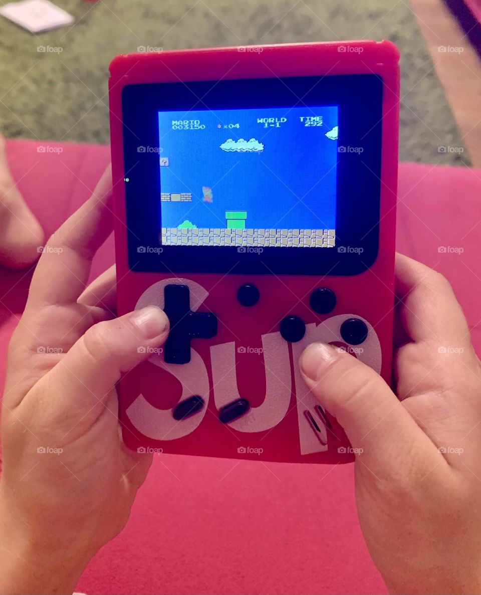 Playing with game box console 