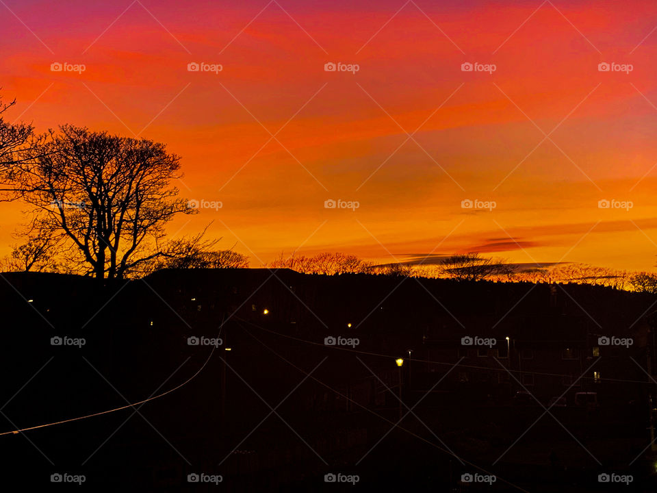 The night sky tonight in Scotland Aberdeen lovely orange colour lighting up the sky 
