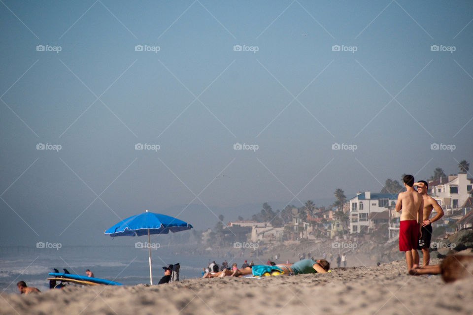 Sunbathing on the beaches of California