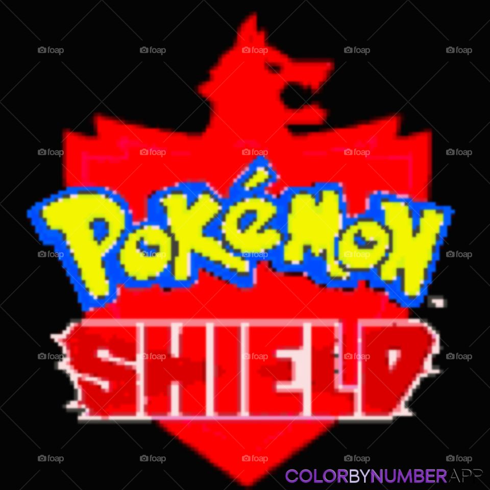 Pokemon Shield is a game that will be coming out for the Nintendo Switch in November, so I have colored together a symbol representing the Pokémon Shield logo.