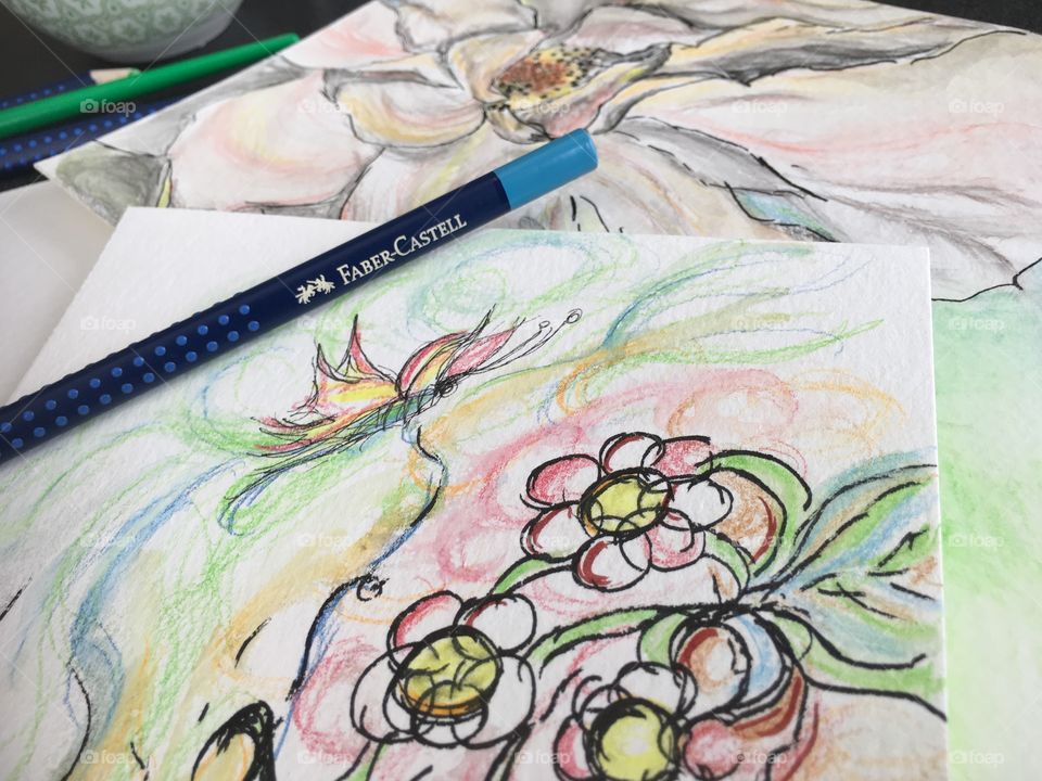 Flowers and nature colors Faber-Castell Aquarelle watercolor sketch art photography 