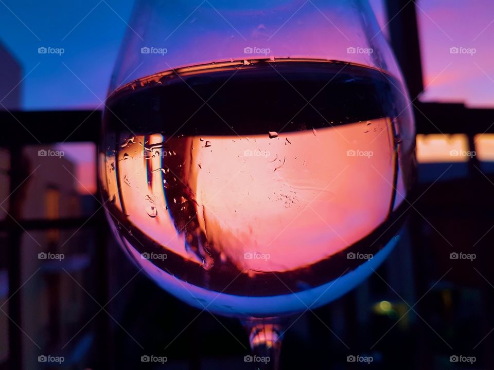 Sunset inside glass