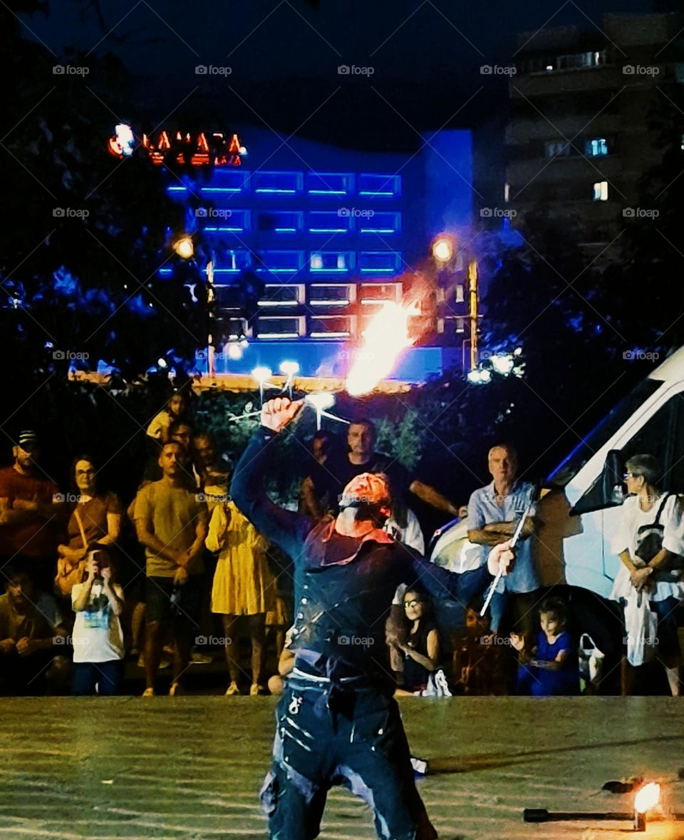 fire show at night