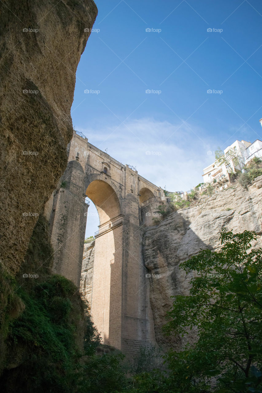 underneath the bridge in Ronda, Spain