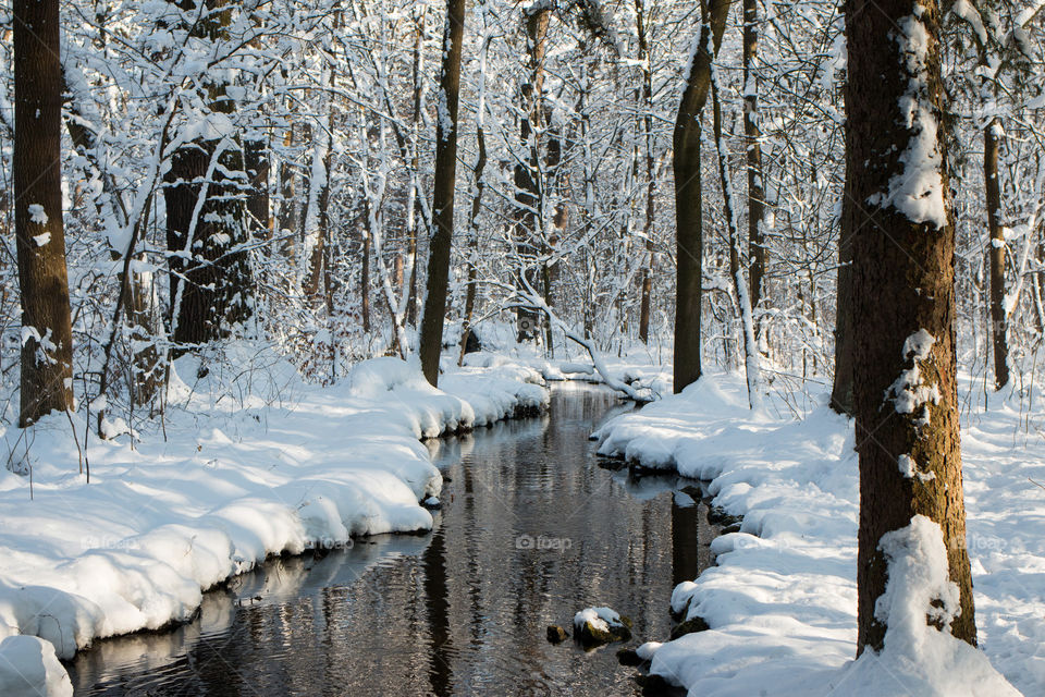View of stream in winter