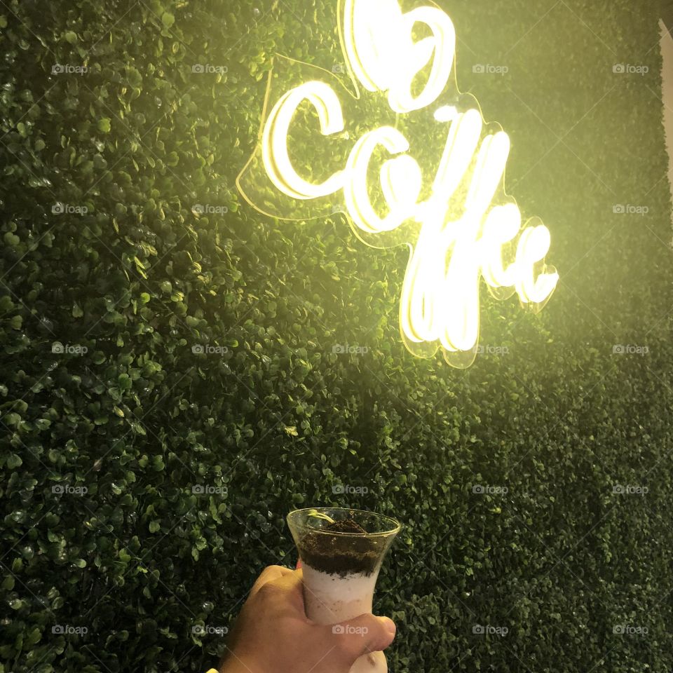 Iced coffee and neon