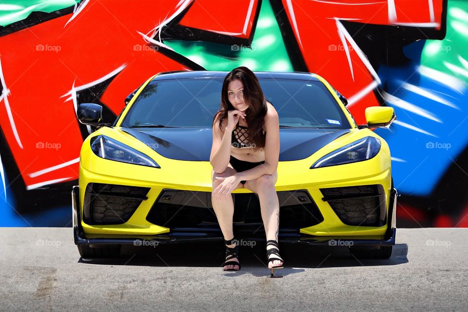 Corvette chick graffiti wall