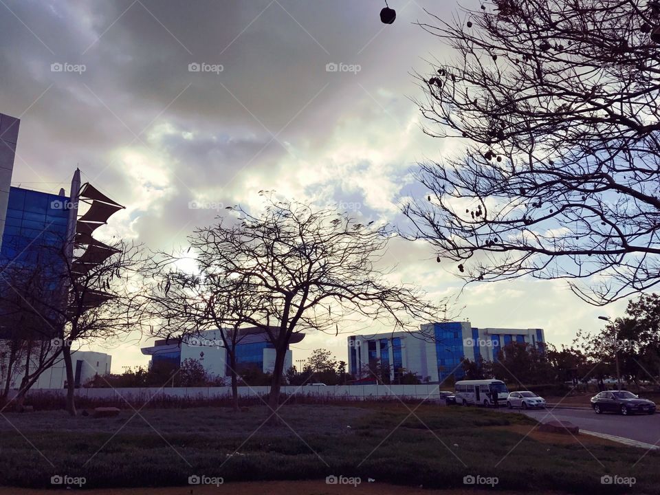 It is very foggy, cloudy, and stormy, but the blue sky is always there, for us, above the clouds. This photo is taken at Smart Village, Cairo, Egypt.