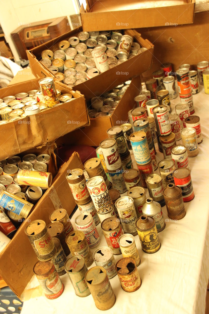 Vintage beer can collection 