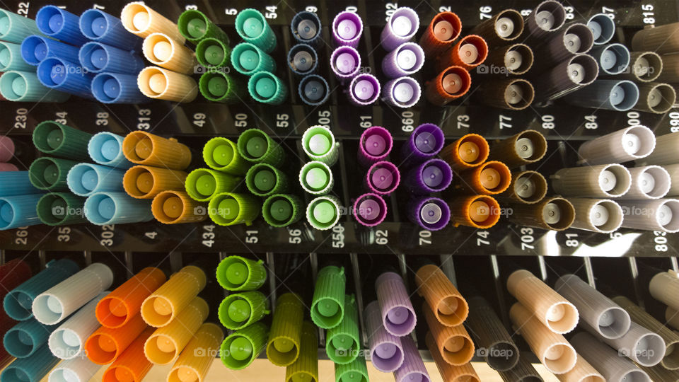 Multicolored felt pens. colorfull felt pens in shop