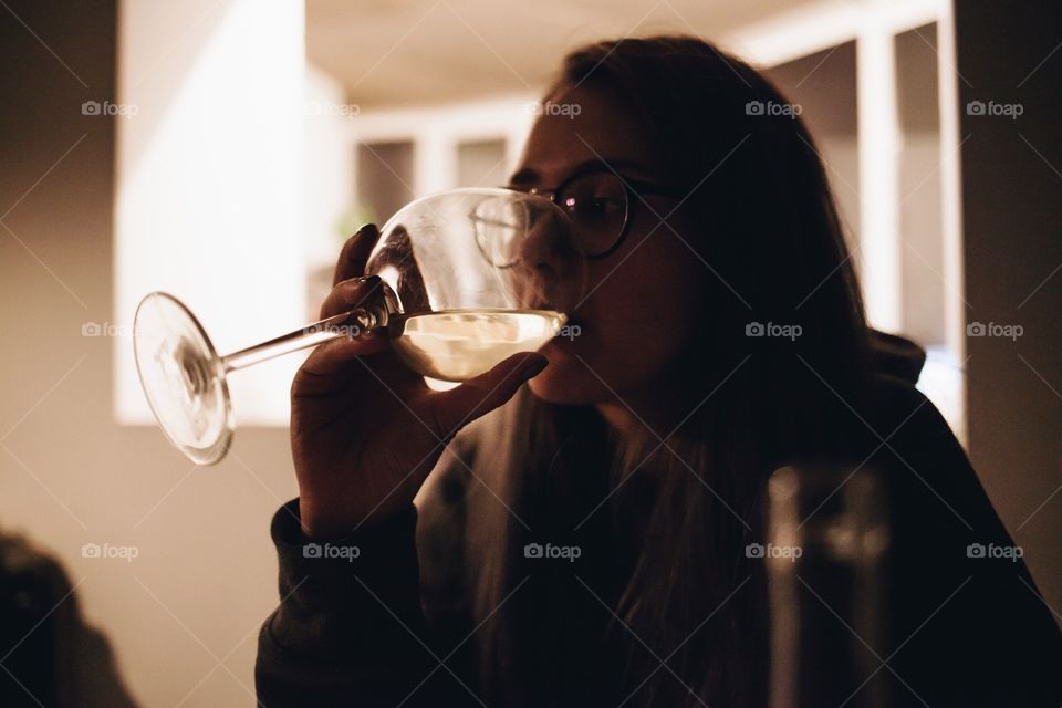 Girl drinking wine