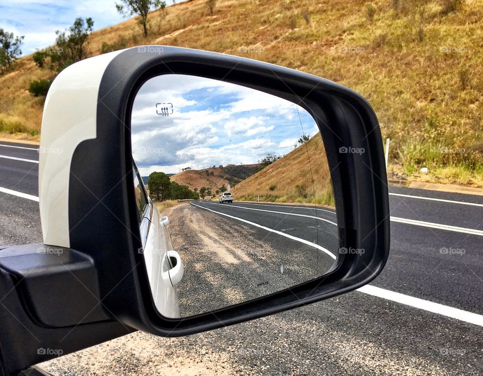 Australian Highway in the Rearview Mirror, Mudgee, Australia 