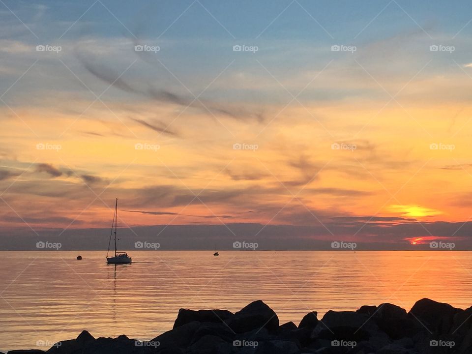 Scenic view of a beach during sunset