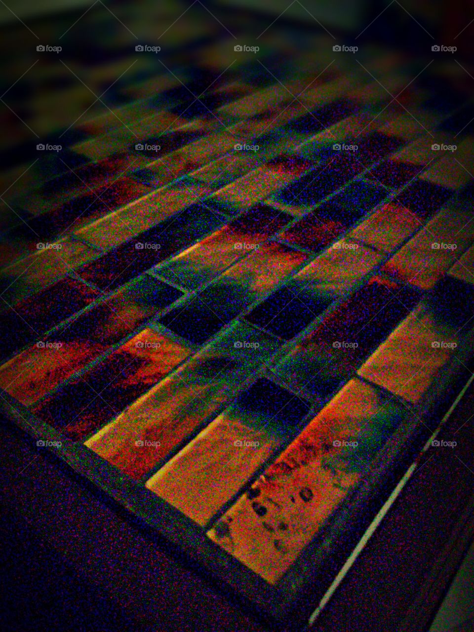 table top. multi colored tiles