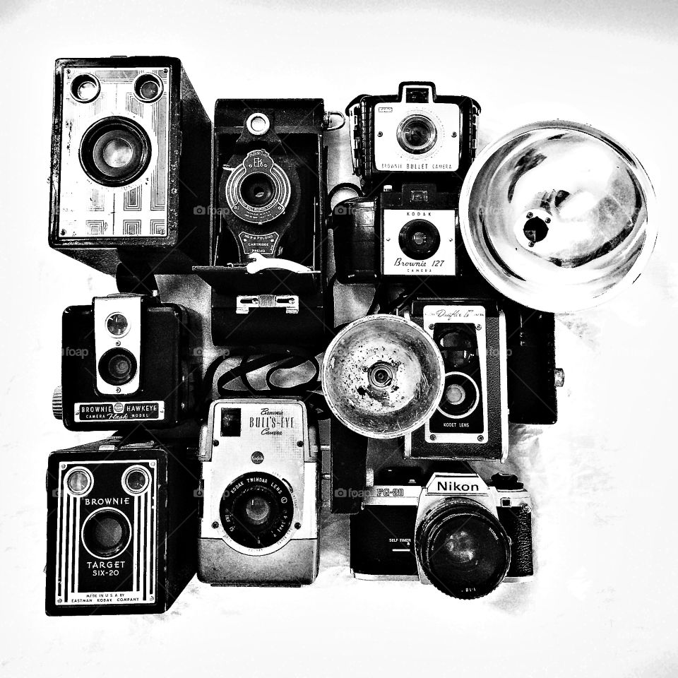 Collection of vintage cameras