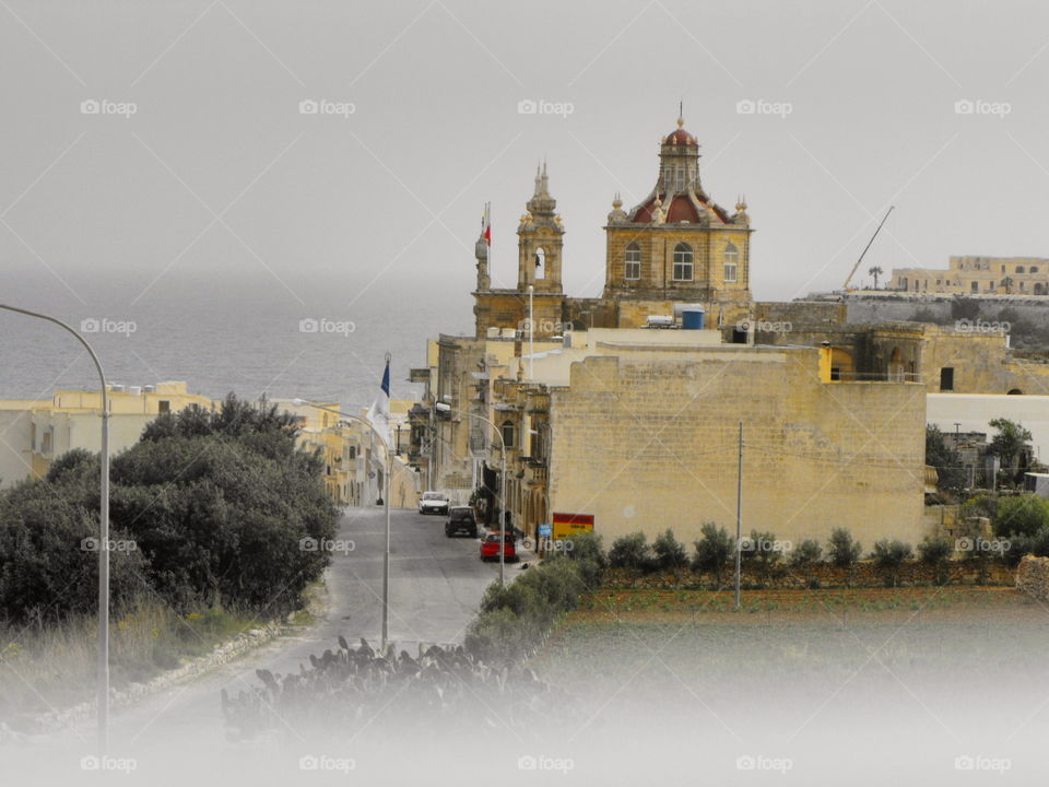 Sea and some buildings in Malta