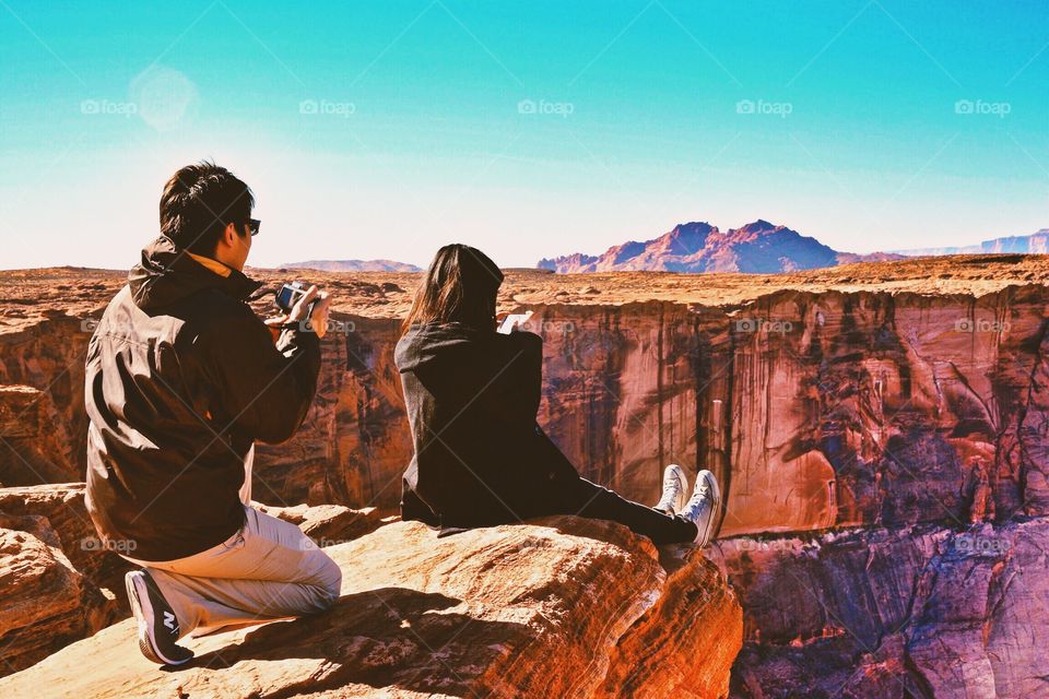 Photographers in a cliff