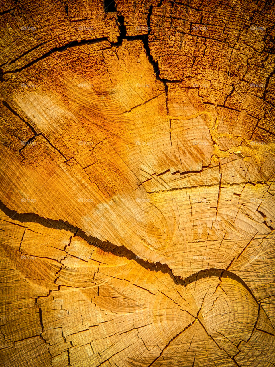 The texture of sawn wood.  Rings on a tree cut of a large old tree.  Macro shooting