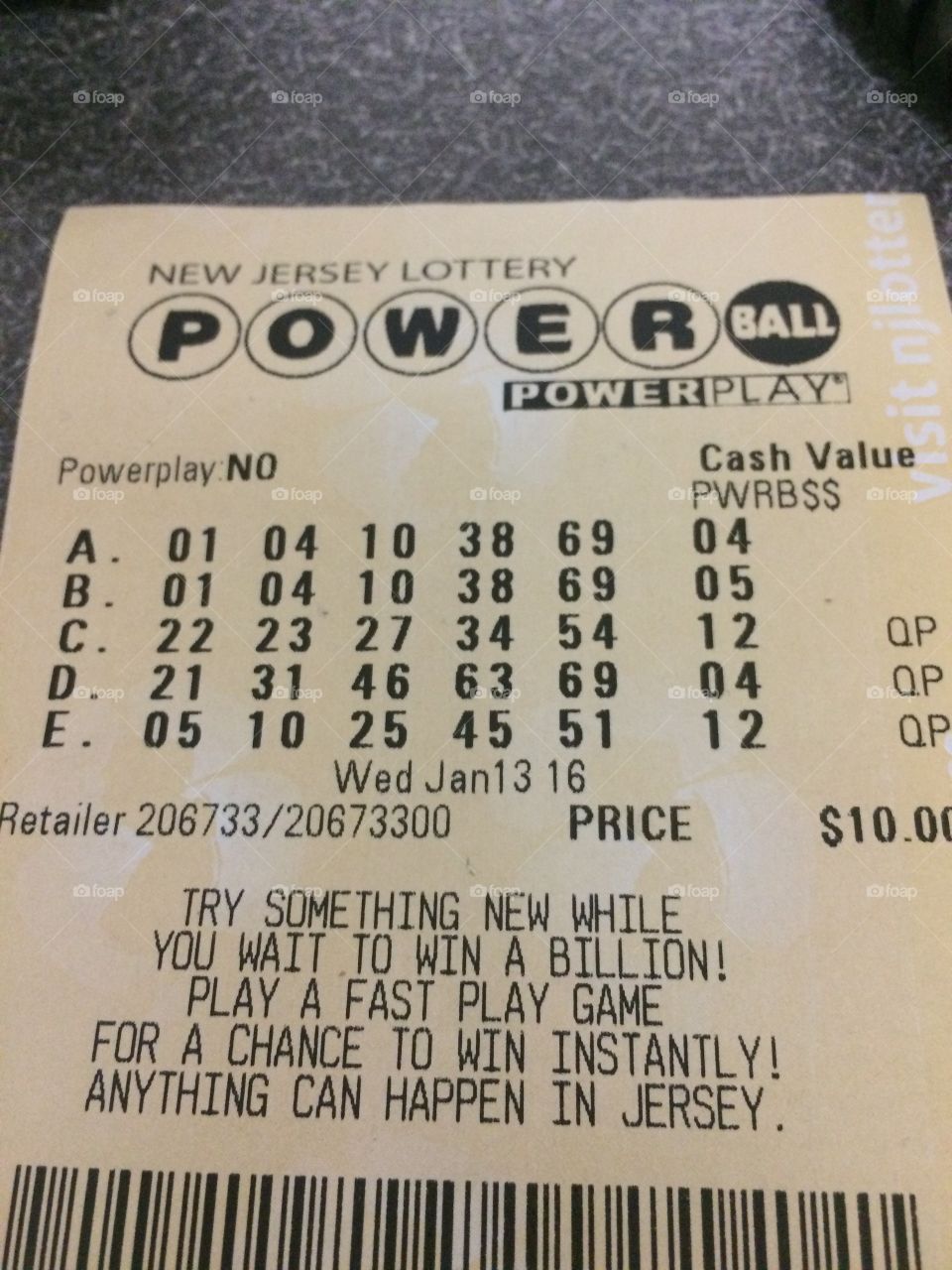 NJ lottery ticket 