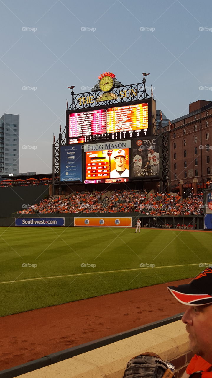 scoreboard at Camden Yards. jumbo scoreboard at Camden Yards in Baltimore Maryland