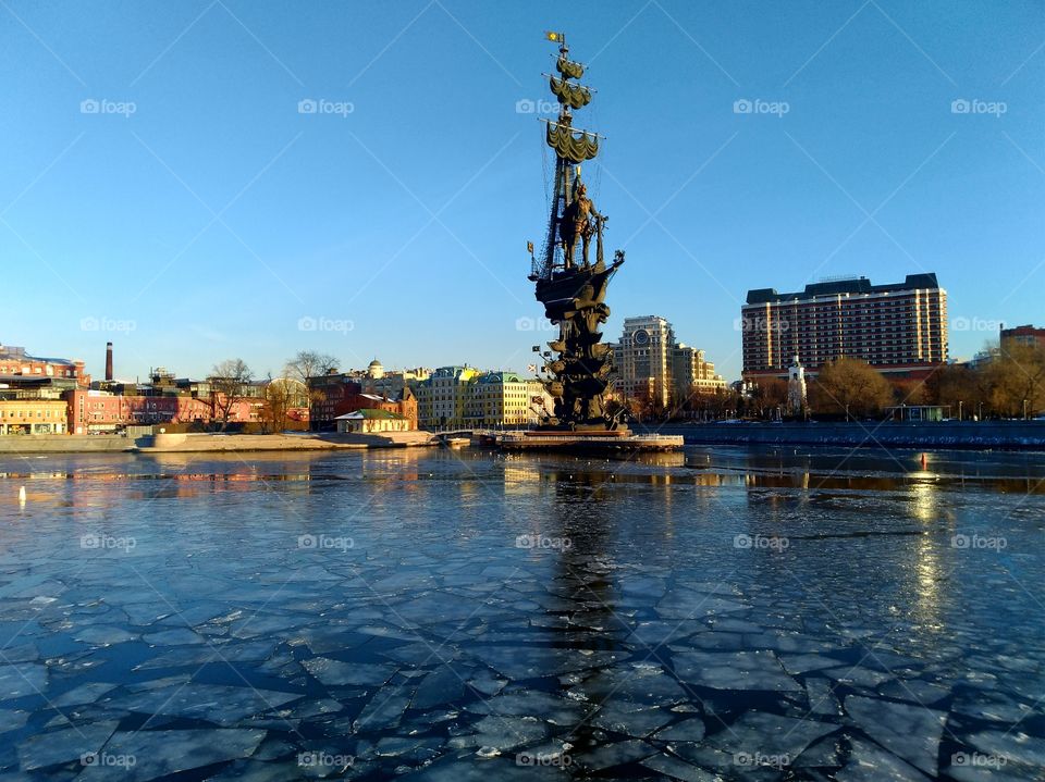 Monument to Peter I on the embankment of the Moscow river